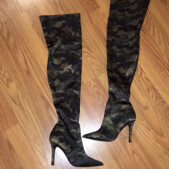 aldo camo thigh high boots